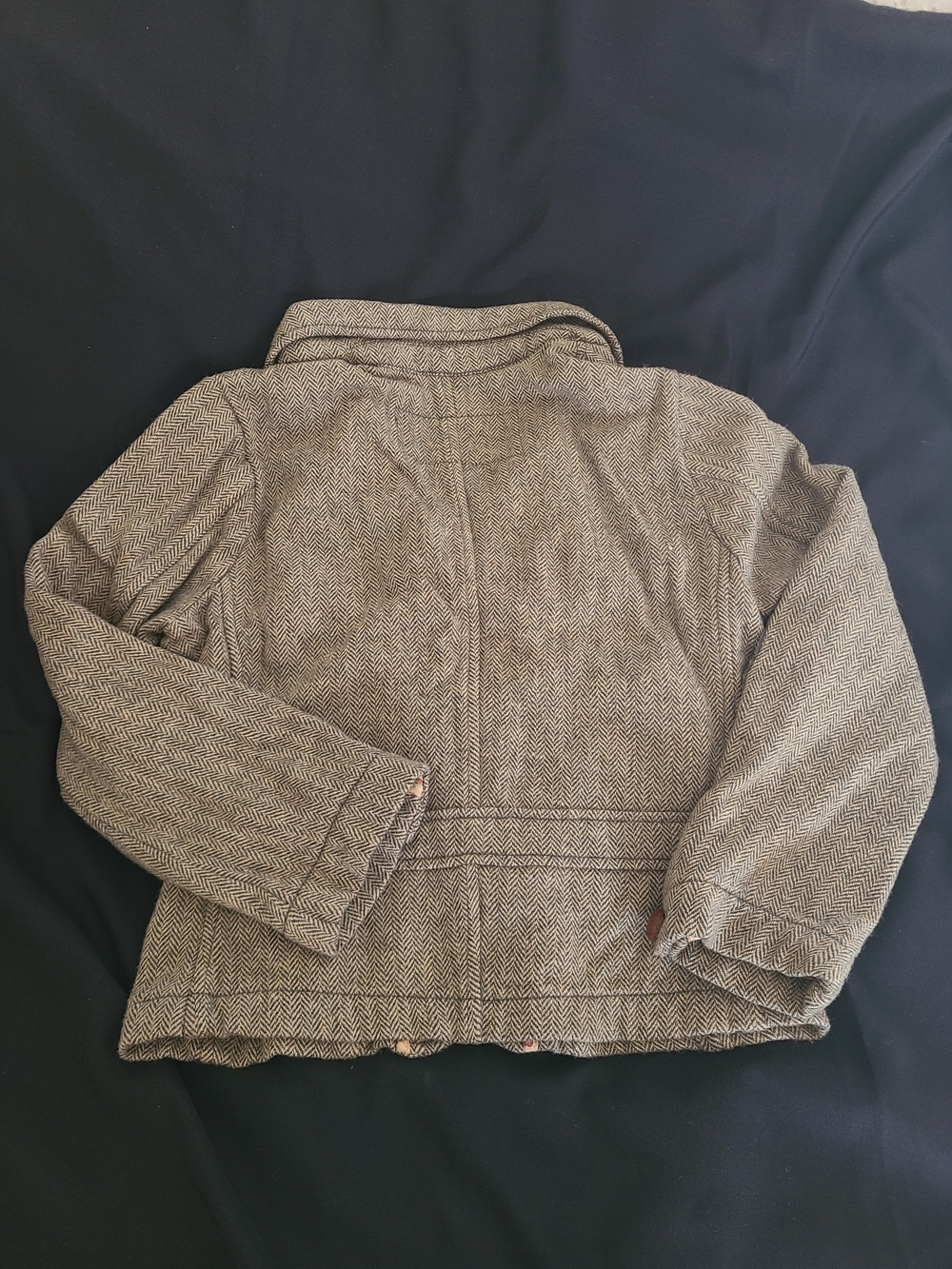 Vintage Abercrombie & Fitch Tan Herringbone Tweed Blazer with Elbow Patches M - Picture 3 of 12